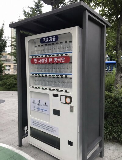 無料で水を提供中の自動販売機