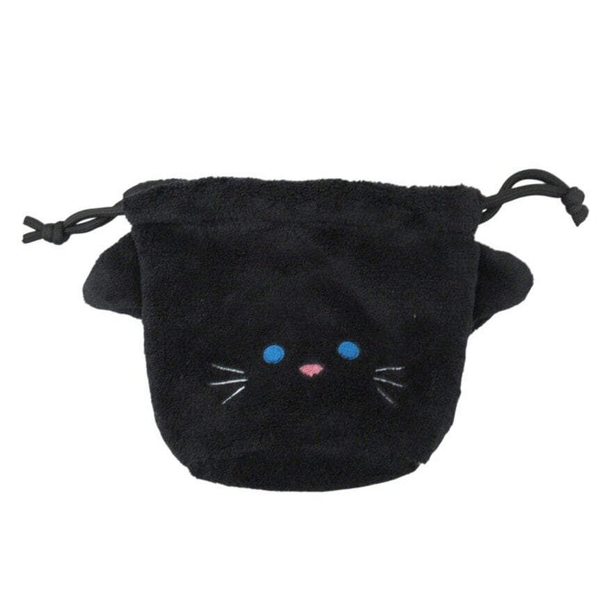 出所：ワッツ公式　Tokinone PB.巾着ポーチ くろねこ 069791