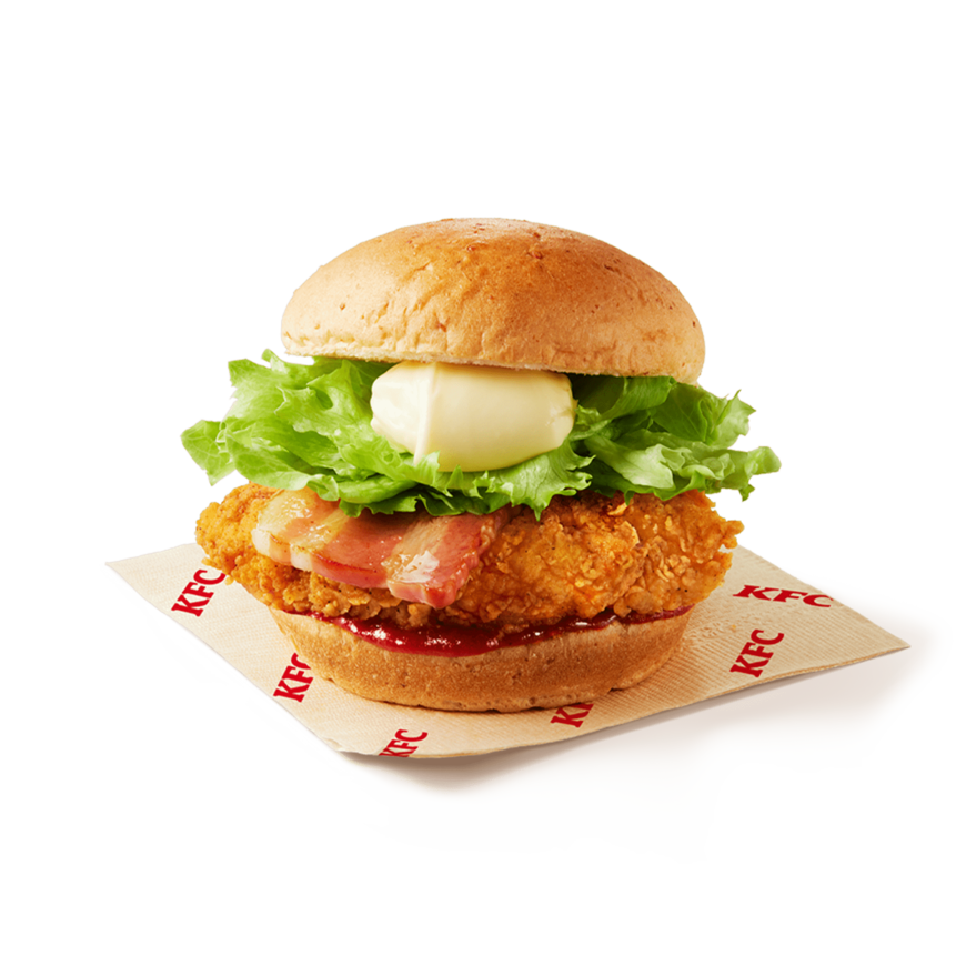 スモーキートマトソースのベーコンフィレバーガー