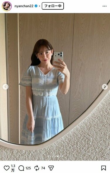 37歳 小嶋陽菜 宮古島満喫！ブルーのレースドレス姿に「エレガント