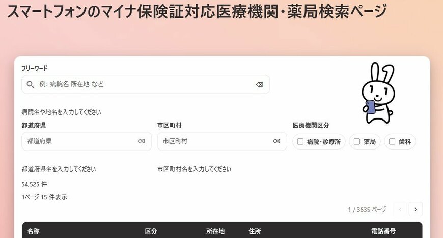 出所：厚生労働省「スマートフォンのマイナ保険証対応医療機関・薬局検索ページ」