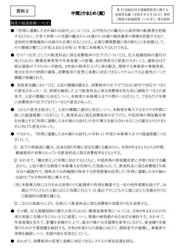 社会保障国民会議 給付付き税額控除等に関する実務者会議（第20回）中間とりまとめ案