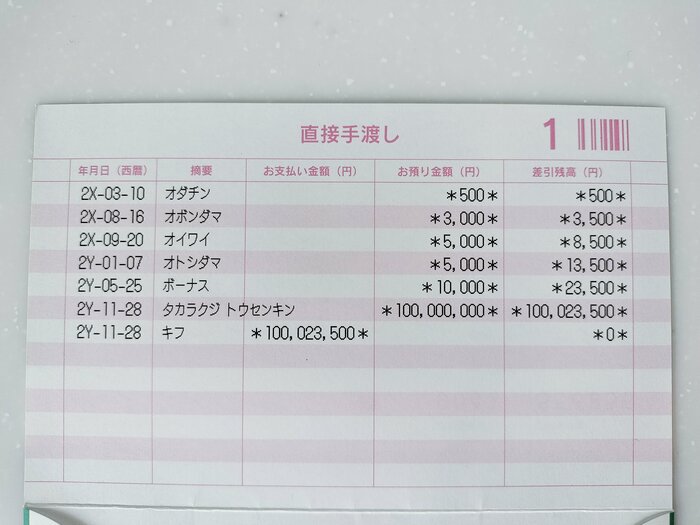 「オダチン」「オトシダマ」などの印字も