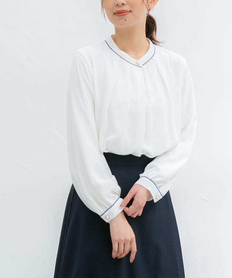 出所：ハニーズ公式通販 あったか裏地配色ブラウス