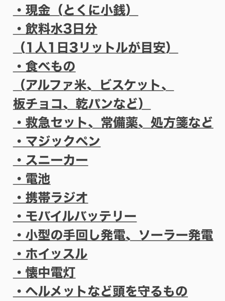 防災グッズリスト