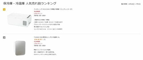 「保冷庫・冷温庫 人気売れ筋ランキング」にて第2位を獲得(2026年7月5日時点)