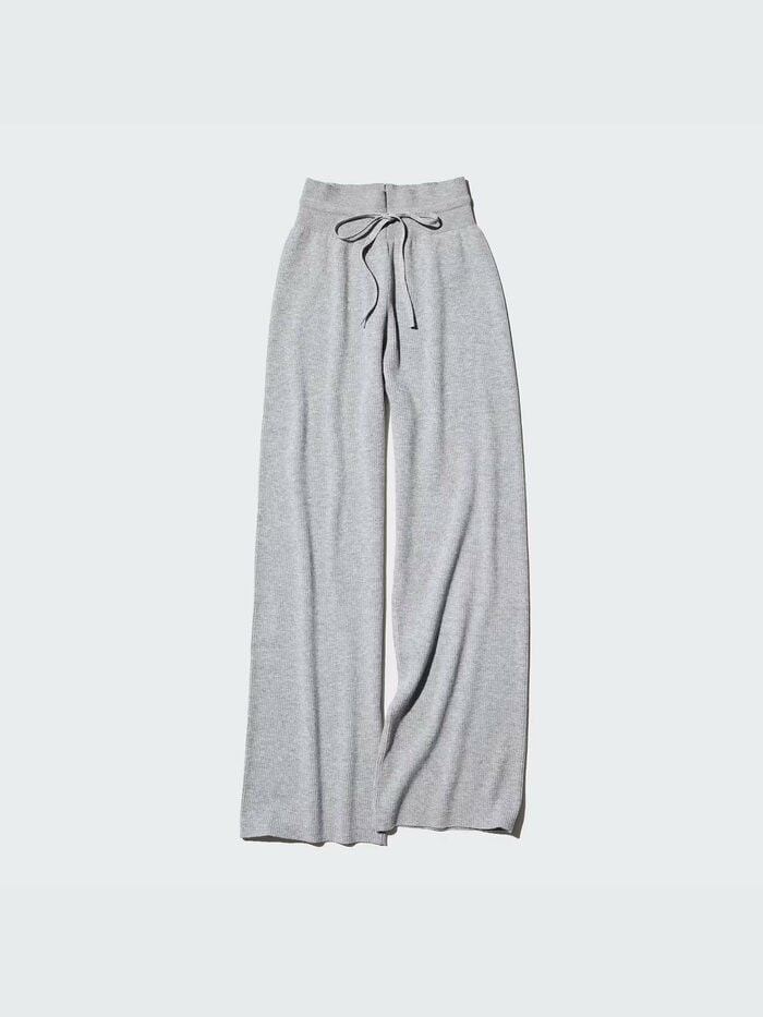 ユニクロ公式　ウォッシャブルニットリブパンツ/丈長め