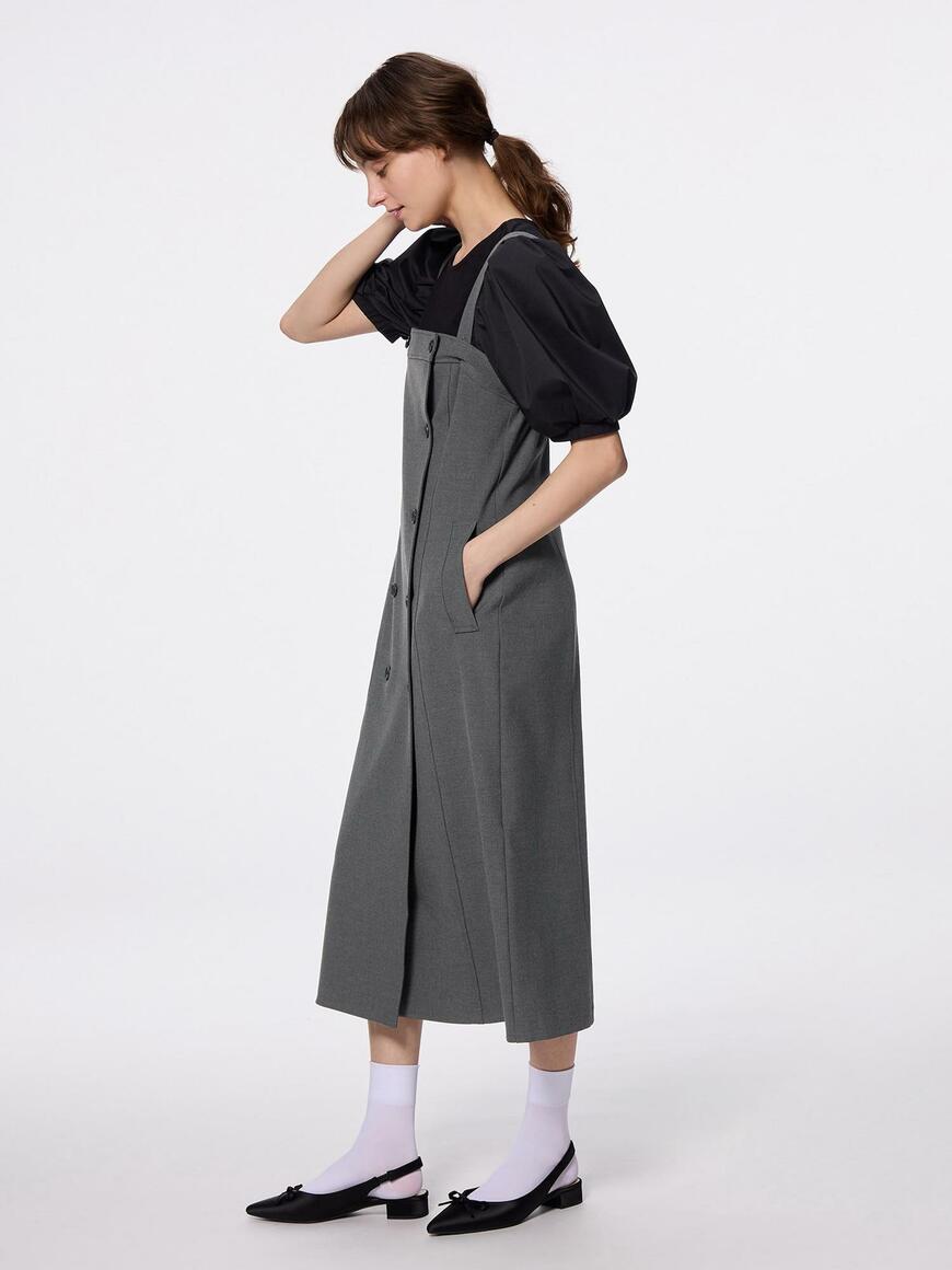 出所：GU公式 ダブルボタンジャンパードレスNTQ+E