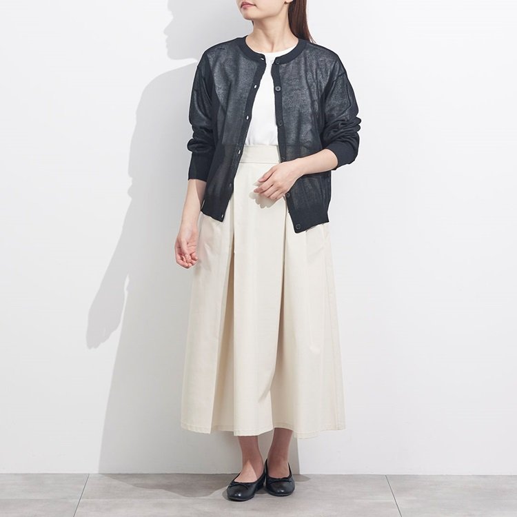 クルーネックシアーニットカーディガン