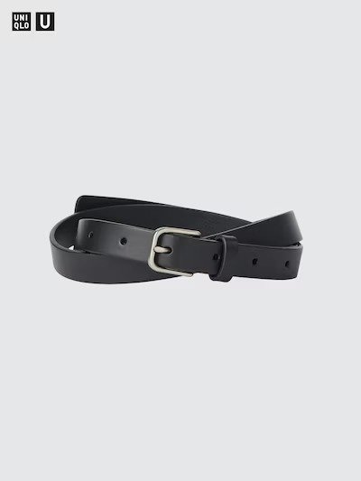 ユニクロ公式 ナローロングレザーベルト(ブラック)