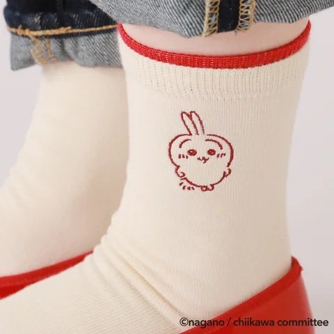 靴下屋公式 レイヤード風ベタ線画刺繡ソックスの画像