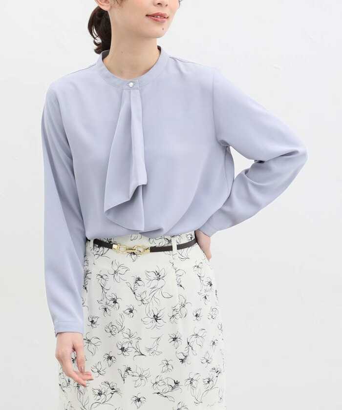 ボウタイブラウス スモーキーブルー