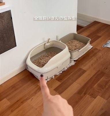 「最高！かわいい」猫ちゃんの〈丸出しトイレ〉→IKEAのベンチで〈おしゃれなトイレスペース〉に模様替え！