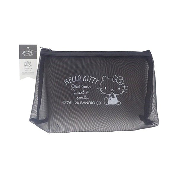 出所：ワッツ公式　ハローキティ メッシュポーチ マチ付き L シンプル