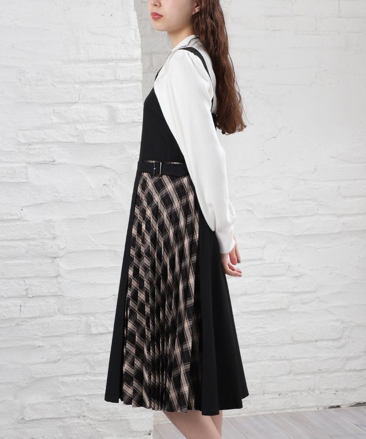 出所：ハニーズ公式通販サイト プリーツ切替ジャンスカ