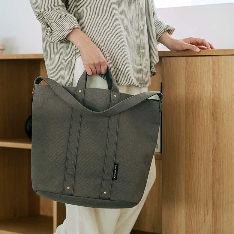 コットントートバッグ カーキL