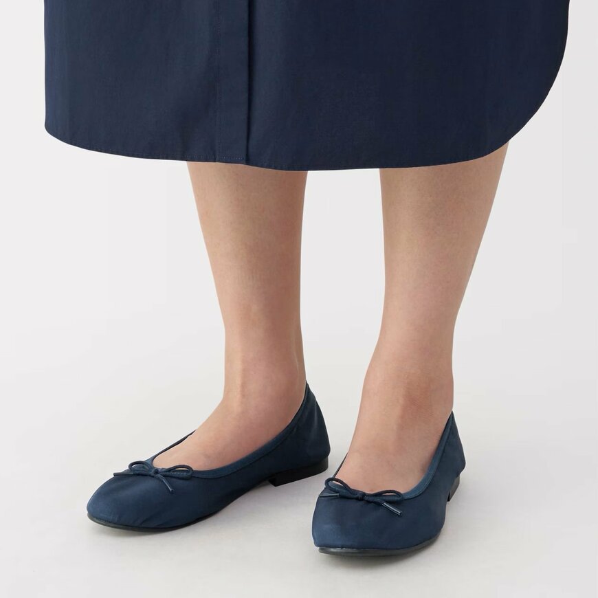 無印良品公式 婦人 撥水リボンバレエシューズの画像