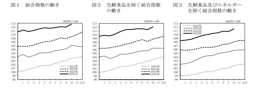出所：総務省「2020年基準 消費者物価指数　全国 2025年(令和７年)10月分」