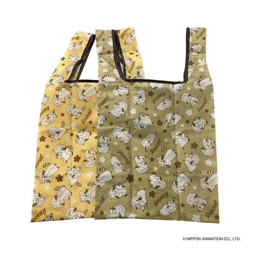 ワッツ公式　ラスカル ( フラワー柄 ) エコバッグ タテ型 ファスナーポケット付