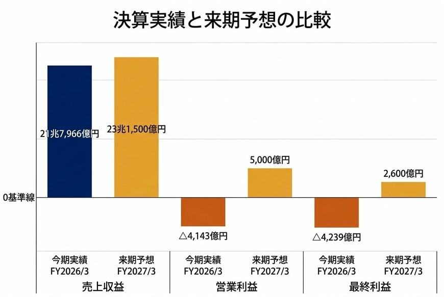 決算実績と来期予想の比較