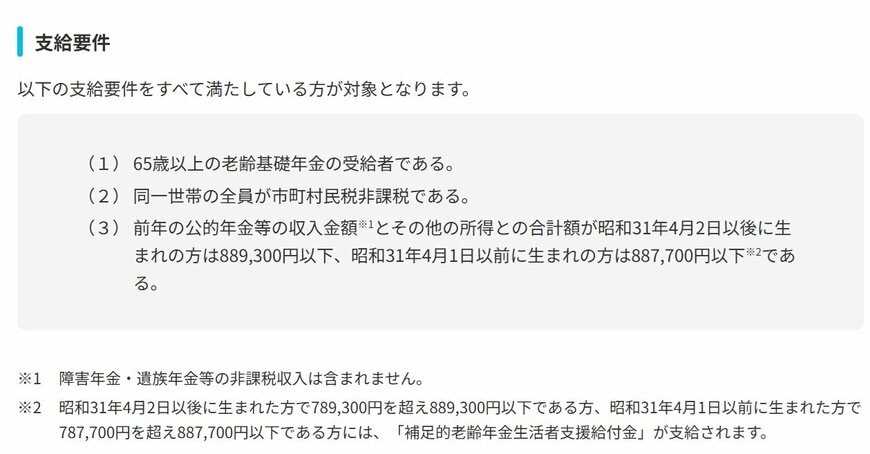老齢年金生活者支援給付金の受給