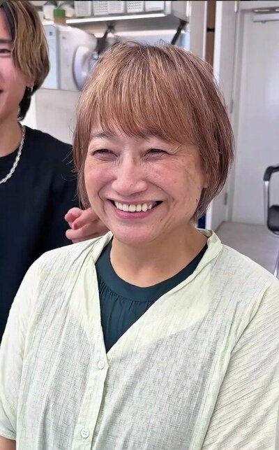 ツヤのある、まとまりのあるボブスタイル（アフター）