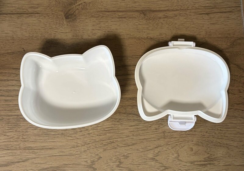 セリア、ランチボックス 350ml ネコダイカット筆者撮影写真