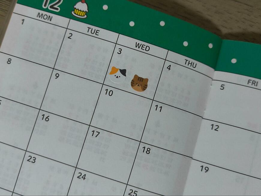 筆者撮影（セリア、SJI-33619 目印シール 504片 ゆるねこ柄）