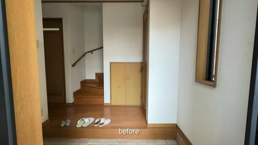 【築22年中古住宅DIY】玄関をIKEAアイテムで洗練された空間に大変身！「明るくて素敵」「最高におしゃれで使い勝手のいい玄関」と話題に