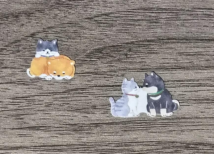 キャンドゥ、にっぽんのかわいいフレークシール 柴犬・猫商品画像