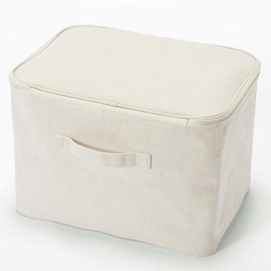 無印良品公式　ポリエステル麻　ソフトボックス　長方形　中　フタ式