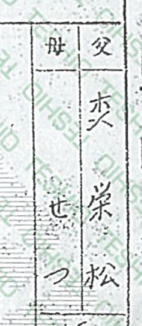 戸籍に記載されていた漢字