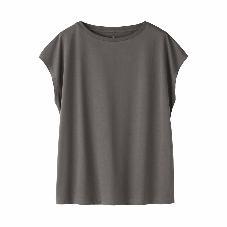 無印良品公式　婦人　天竺編みフレンチスリーブＴシャツ（チャコールグレー）