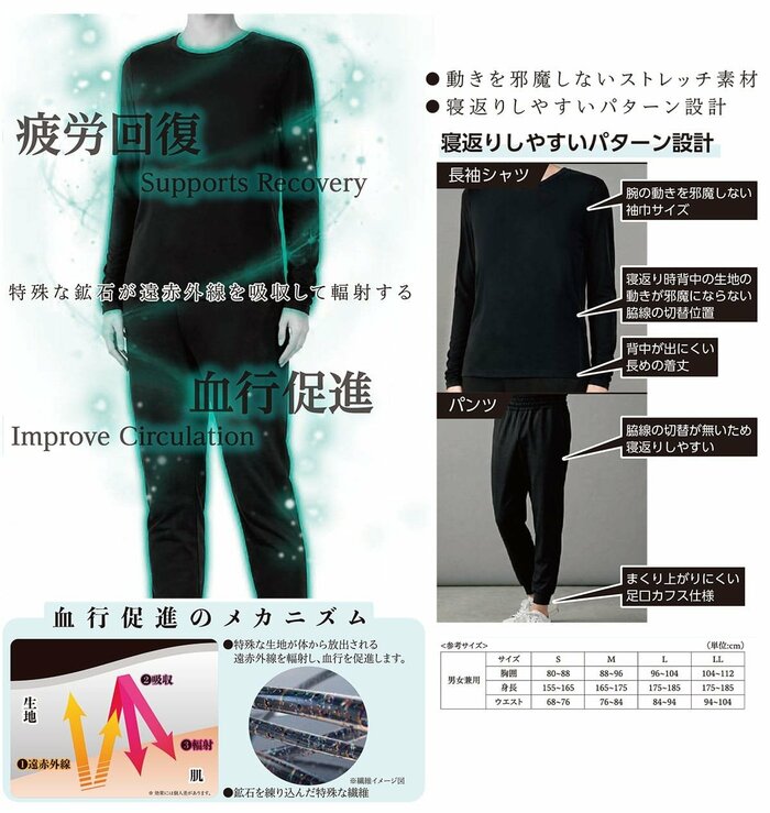 普段の服と同じように着れる価格帯で血行促進や疲労回復を図れます