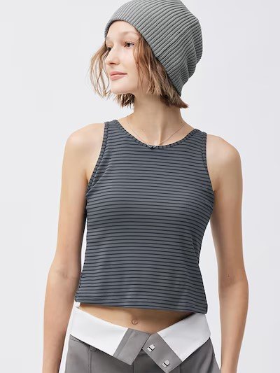 ブラフィールクロップドアメリカンスリーブタンクトップ(ボーダー)