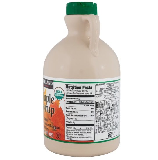 1kg超えの大容量でコスパもよく、たっぷり使えるのでメープルシロップ好きから熱い支持を受けている