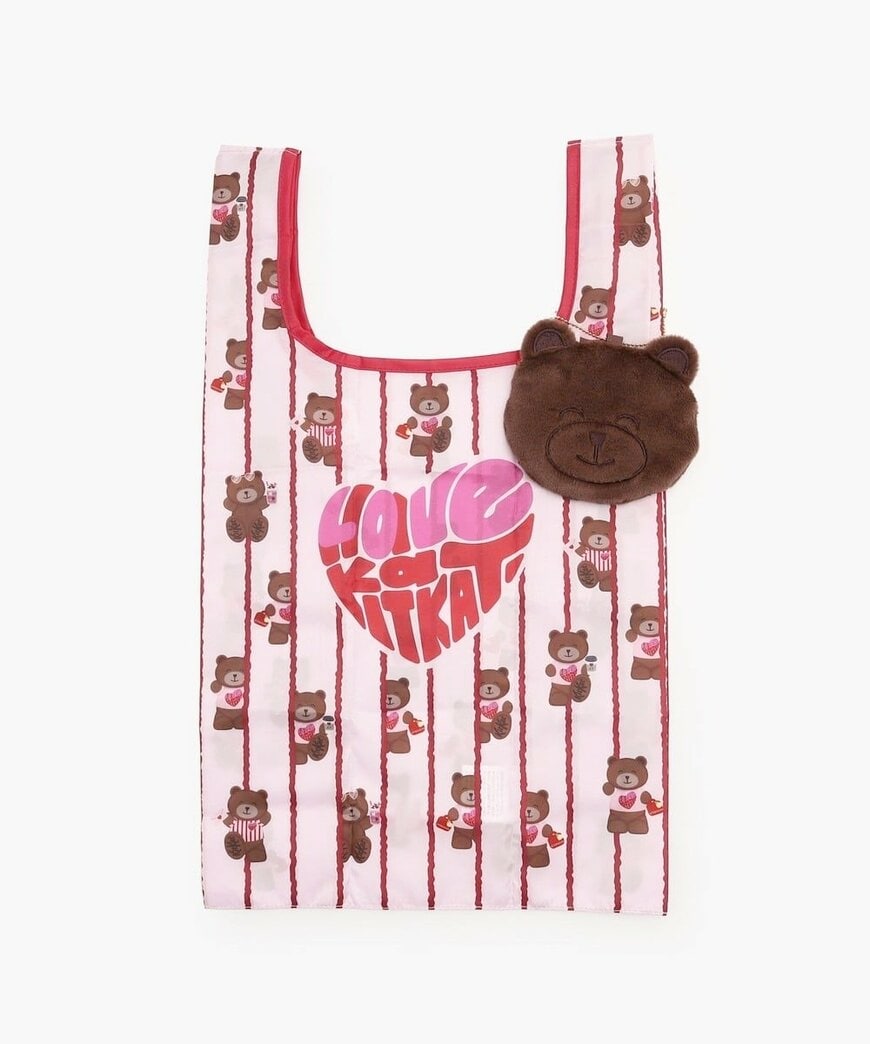 アフタヌーンティー公式 ポーチ付きショッピングバッグ/KITKAT ハートフルベアー(ブラウン)