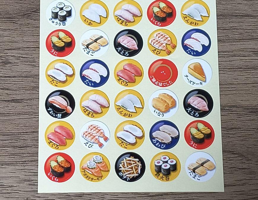 筆者撮影（セリア、ポイントシール回転寿司 280 片）