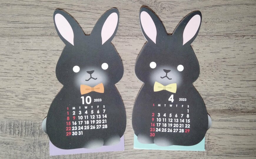 筆者撮影（ダイソー、アニマルダイカットカレンダー（ウサギ））