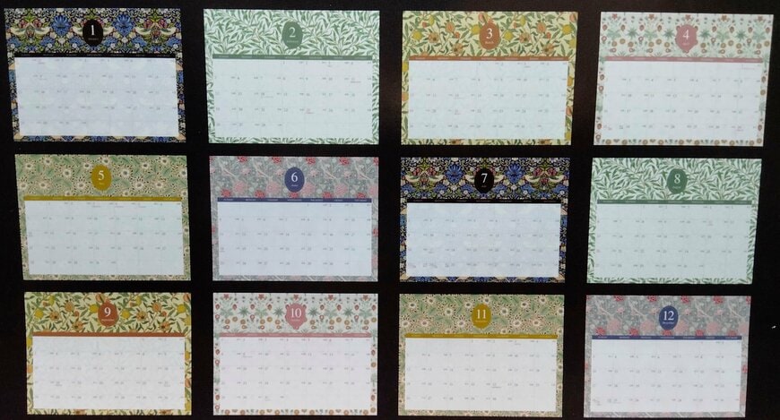 筆者撮影（セリア、卓上カレンダー ウィリアム・モリス）