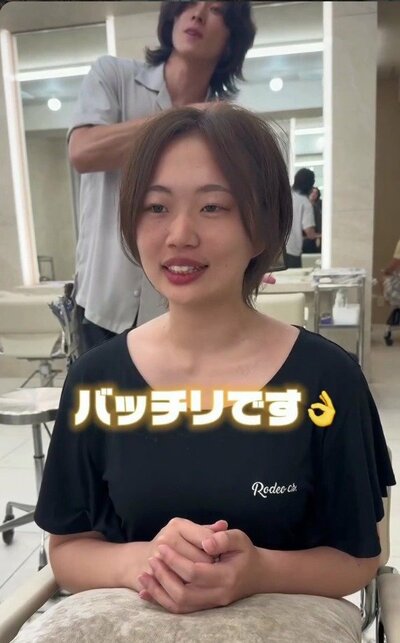 襟足がすっきりし、トップにボリュームのある、軽やかなショート（アフター）