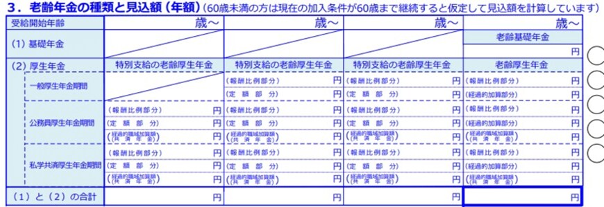 出所：日本年金機構「令和5年度「ねんきん定期便」50歳以上の方（裏）」