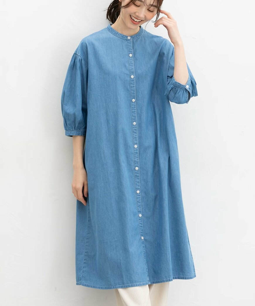 ハニーズ公式 7分袖デニムワンピースの画像
