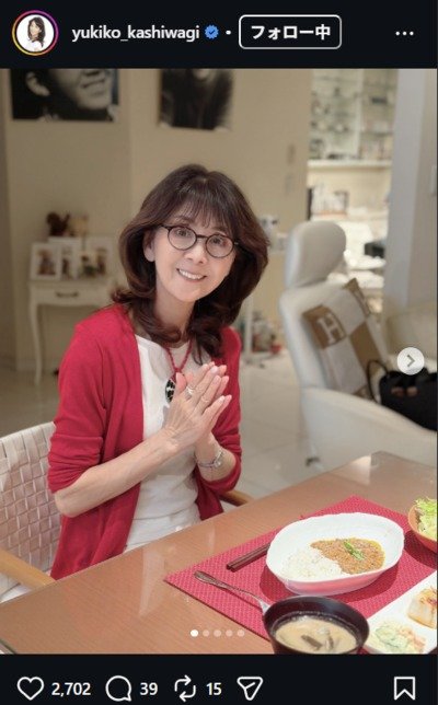 柏木由紀子のInstagram投稿