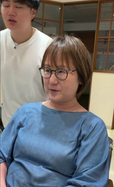 根元を生かして仕上がった、アフターの縮毛矯正ショート