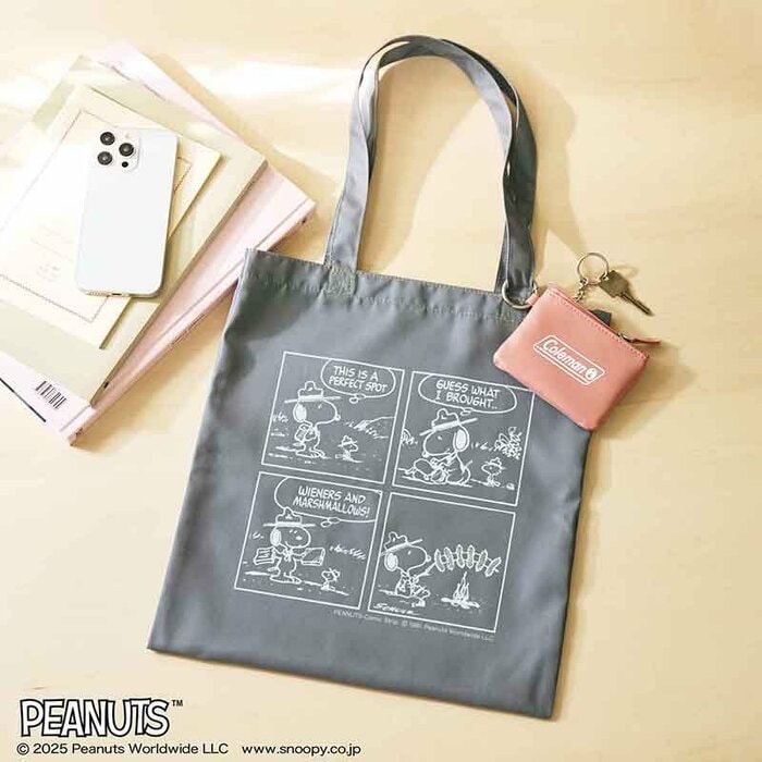 リンネル スヌーピー×コールマン両A面トートバッグ&キーチェーン付きコインケース