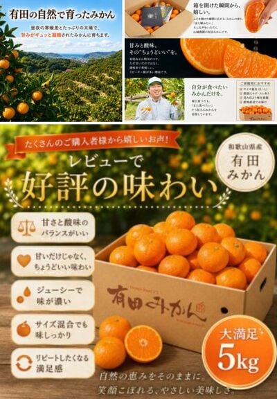 出所：<u><a href="https://www.furusato-tax.jp/product/detail/30366/4932458" target="_blank">ふるさとチョイス 山城農園 和歌山県産 有田みかん 5kg</a></u>