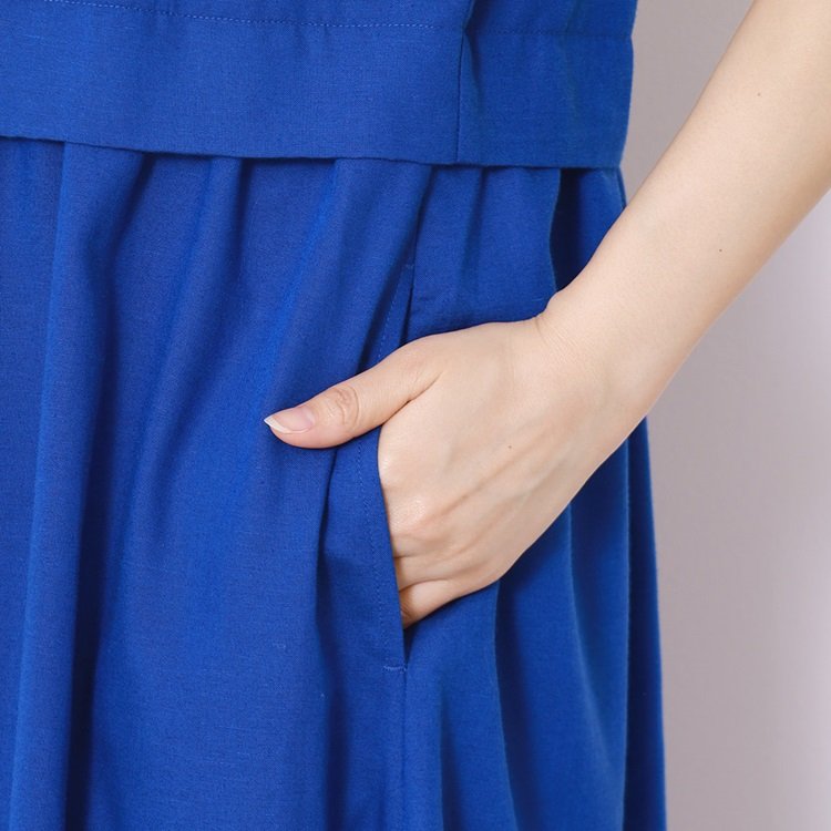 出所：ケユカ公式　リネン混タック切替シャツワンピース