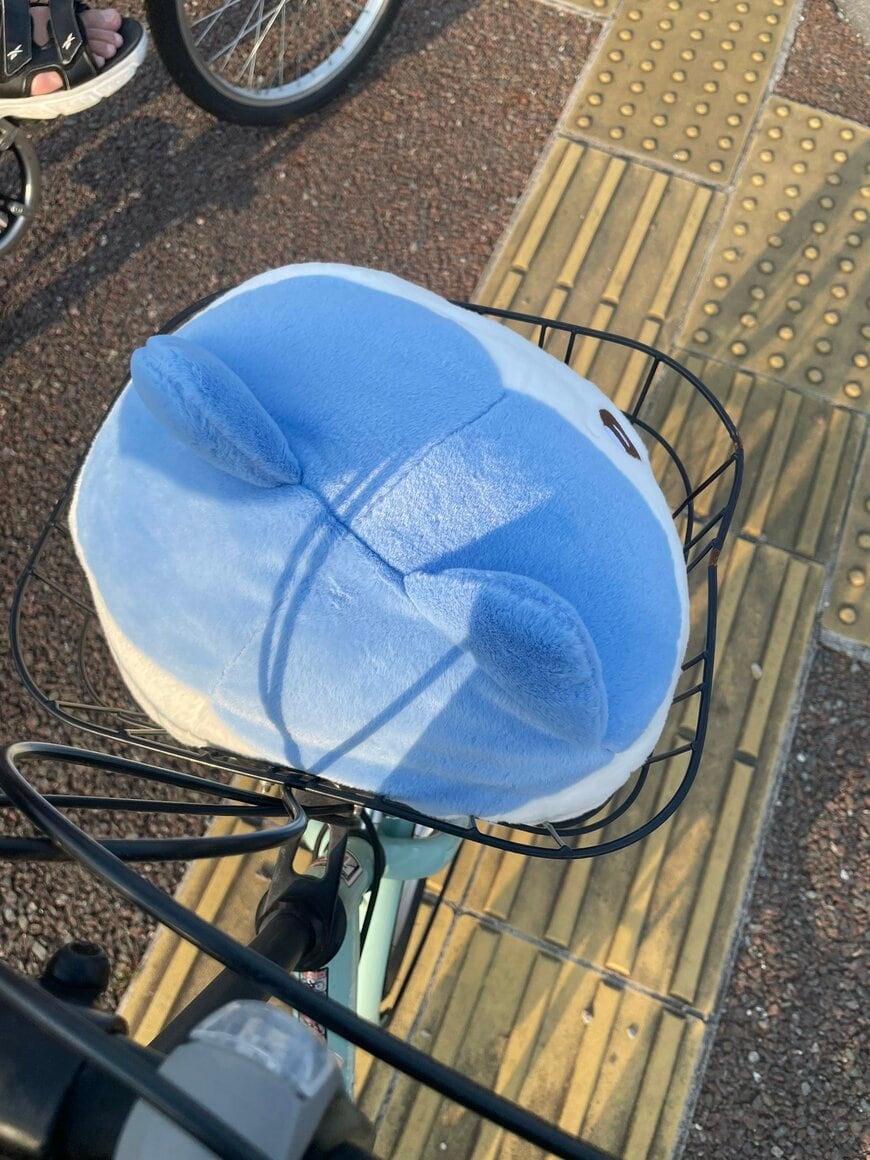 自転車のカゴに入っているのは…