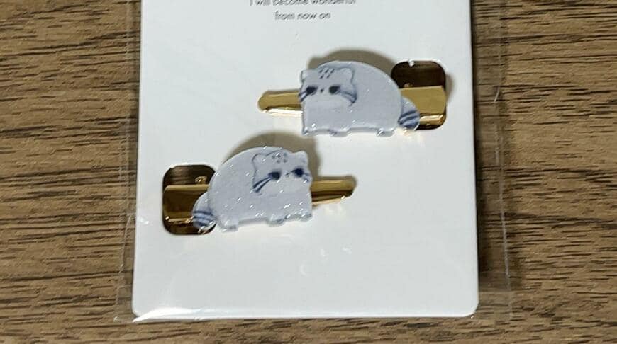 セリア、4996 クリップ プレートラメ ねこ科のいきもの 2P写真